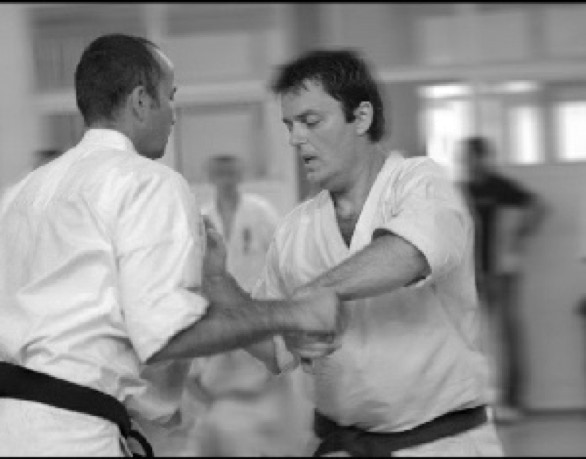 Lucian Herlo-Deleanu practicing Kyokushinkai karate Kumite.