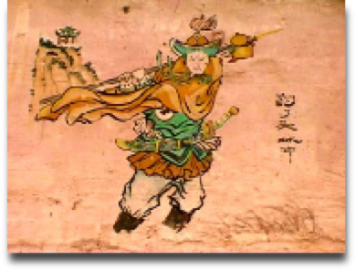 Shaolin boxing sword ancient mural.