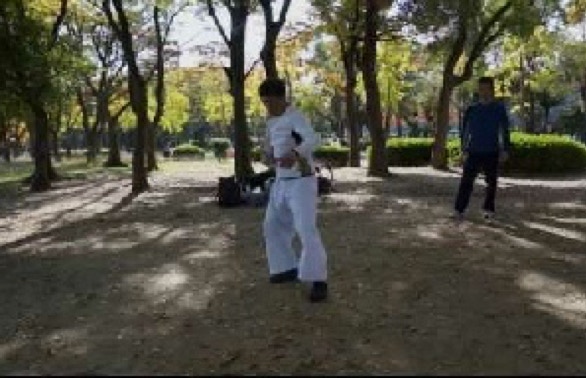 Yasuhide Takagi demonstrating Taikiken Tanshu (shadow boxing.)